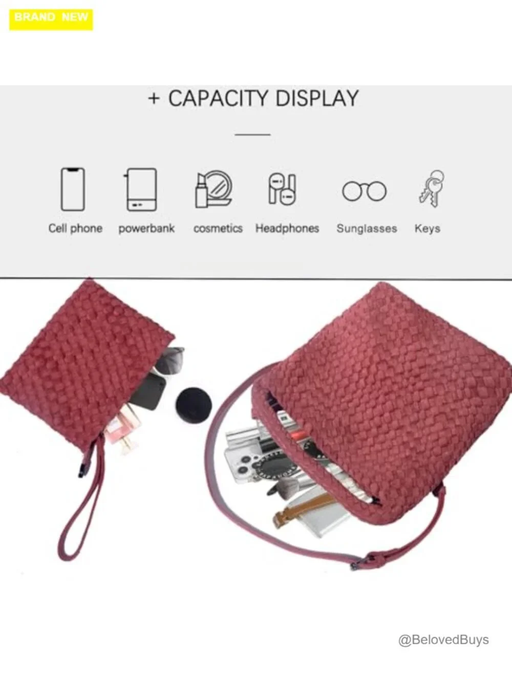 Handwoven Neoprene Tote Bag with Crossbody Strap and Wallet